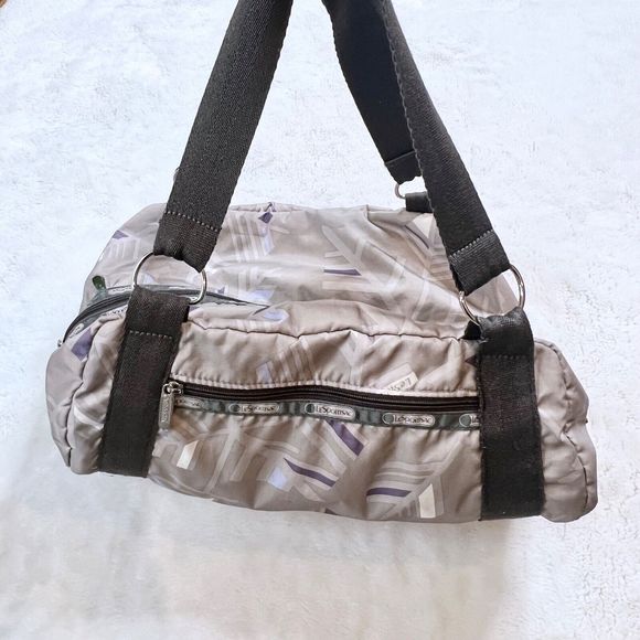LeSportsac Suzette Satchel Tavel Bag Gray Print Lightweight Shoulder Bag - Picture 8 of 9